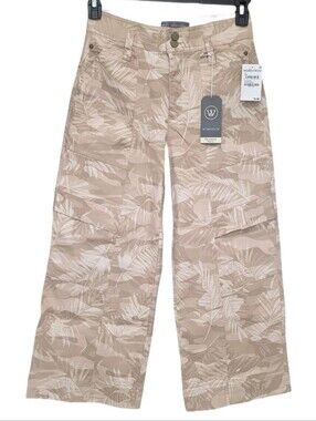 Wit & Wisdom Camo Print Utility Cropped Wide Leg Pants Skyrise Ab Solution 4